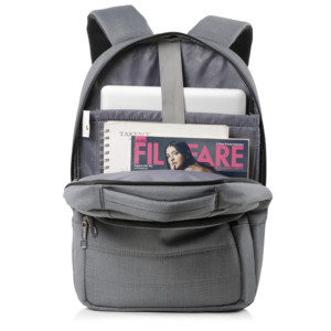 Minimalist Unisex Laptop <b>Backpack</b> With Computer Interlayer <b>Large</b> Capacity Zipper Closure Shoulder Straps Gray Polyester - Product Image 4