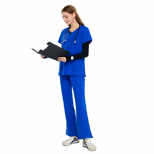 High-End OEM Polyester Anti-Microbial Four Way Stretch Slim Fit Women <b>Scrub</b> <b>Sets</b> for Salon Dentist Medical Use - Product Image 3