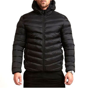 Thick Puffer Jacket Hooded Front Logo Mens Warm <b>Winter</b> Coat Fashion Streetwear <b>Quilted</b> Outerwear Comfortable Daily Wear - Product Image 1