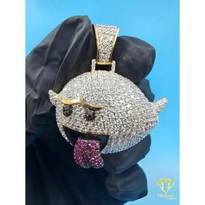 จี้รูปปีศาจประดับเพชรโมอิสซาไนต์สีชมพู ทำจากเงินแท้ 925 สไตล์ฮิปฮอป - Product Image 5