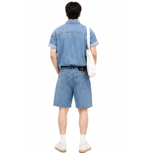 ชุดยีนส์ขาสั้นผู้ชายใส่สบาย ตัวเลือกที่ดีที่สุด ทนทาน แฟชั่นเสื้อเชิ้ตเข้าชุดกับกางเกงขาสั้น ชุดยีนส์ขาสั้นผู้ชายสำหรับฤดูร้อน - Product Image 6