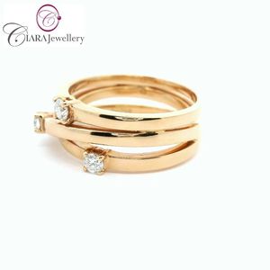 แหวนค็อกเทลสีโรสโกลด์แข็ง18K สไตล์คลาสสิกหรูหรา0.21ct มีปลายง่ามประดับเพชรธรรมชาติงานแฮนด์เมดสำหรับงานแต่งงาน - Product Image 2