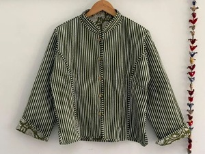 Indian Handmade <b>Knitted</b> Cotton Quilted Reversible <b>Animal</b> Print Turn-down Collar Three Quarter Sleeve Pullover Women's Winter - Product Image 3