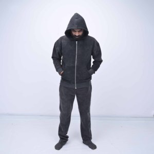 Survêtement décontracté de qualité supérieure en coton 100% pour hommes, design personnalisé, finition délavée à l'acide, doublure respirante en polaire - Product Image 1