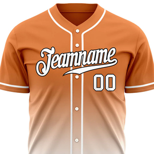Camiseta de Béisbol Sublimada Personalizada para Hombre, Degradado Naranja, Nombre del Equipo 00, Manga Corta, Transpirable, Poliéster, Ropa Deportiva - Product Image 3