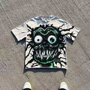 Camisetas de Algodón 100% Tejido con Estampado por Transferencia Térmica de Inyección Directa, Lavado Ácido, Oversize, Corte Recto, Lisas, para Hombre, Personalizadas, Venta al por Mayor - Product Image 3