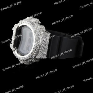 Reloj Digital de Lujo para Hombre con Diamantes Moissanite VVS, Caja de Plata de Ley 925, Correa de Goma Personalizada y Esfera de Cristal - Product Image 3