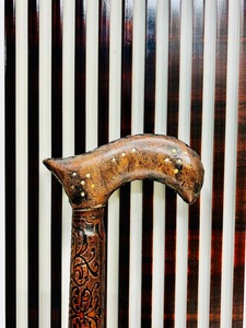 Bastón de Madera Grabado con Cuero, Multifuncional, Plegable en 3 Partes, 37 Pulgadas (Aprox.) Artesanía de Diseño Folclórico, TESORO DEL MUNDO ANTIGUO - Product Image 2