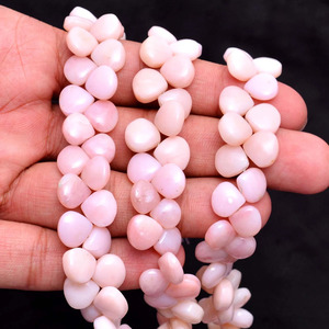 <b>Pink</b> Opal 10mm Gemstone Smooth Heart Briolette Beads Natural Opal Semi Precious Gemstone Loose Beads For Jewelry Making Supplies - Product Image 2