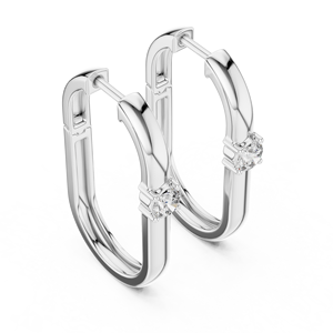 Pendientes de Aro de Plata de Ley 925 con Moissanita Redonda Solitaria, Joyería para Mujer - Product Image 4