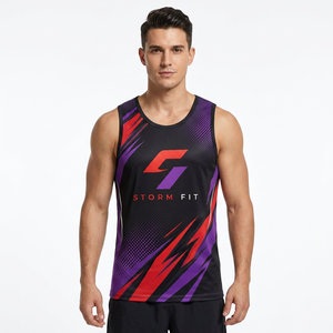 Débardeur sans manches pour homme Storm Fit, imprimé par transfert thermique, 100% polyester, séchage rapide, col rond, vêtements de sport, 180g non tissé - Product Image 2