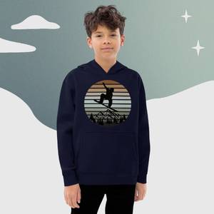Sudadera con Capucha Azul Marino para Hombre con Estampado de Atardecer de Snowboardistas, Corte Regular, Algodón French Terry, Ropa Casual de Invierno - Product Image 2
