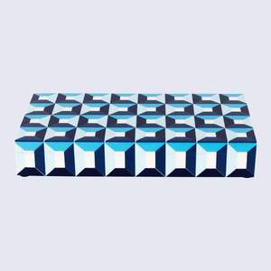 Caja de Almacenamiento Rectangular de Madera AL MALIK CRAFT AMC, Organizador de Joyas con Patrón Geométrico Azul y Blanco, 0-1L - Product Image 1