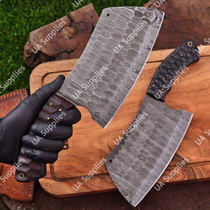 Cuchillo de carnicero de acero de Damasco forjado a mano, de alta resistencia, con mango ergonómico de madera Pakka, ambidiestro, ecológico, de 7 pulgadas. - Product Image 4