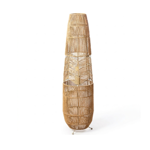 Handwoven Rattan <b>Rope</b> <b>LED</b> Floor Lamp Minimalist Design Iron Frame Standing Light for Living Room Bedroom Apartment Hotel - Product Image 1