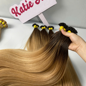 Extensions de cheveux brunes cendrées à double trame, résistantes à la chute, à pointe plate I-Tip, 22 pouces, 24 pouces, 100% vierges, cuticules alignées, vente en gros d'usine - Product Image 3