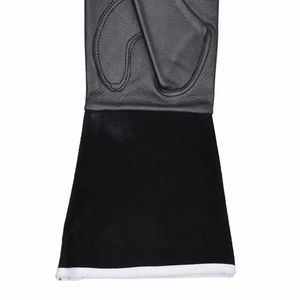 Guantes de Soldadura Tig de Cuero Genuino Negros con Ribete Blanco, Forro de Felpa en el Pulgar, Resistentes a Salpicaduras de Metal Fundido - Product Image 6