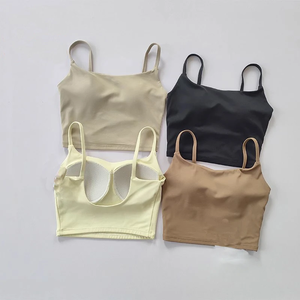 Sujetador deportivo tipo top pequeño con tirantes, integrado y con realce, para mujer, con espalda bonita, para entrenamiento y fitness, ideal para verano. - Product Image 1