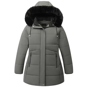 Manteau d'hiver imperméable pour femme, nouvelle conception, à manches longues, rembourré, alternatif au duvet, chaud, parka avec capuche en fourrure - Product Image 6