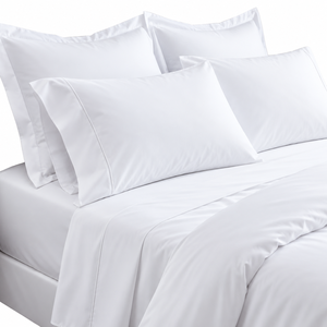Parure de lit blanche 100% coton avec taies d'oreiller 200TC, douce, respirante, teinte unie, qualité hôtelière - Product Image 3