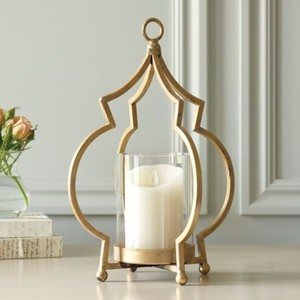 Candelabro de Metal Dorado Moderno Estilo Marroquí, Portavelas de Cristal, Centro de Mesa de Lujo para Bodas y Fiestas, Adorno para el Hogar - Product Image 1
