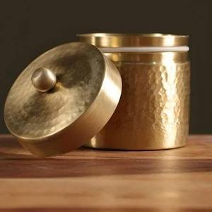 Best Brass Storage <b>Container</b> Elegant Decorative Tin for Kitchen Spices Sugar Tea with Locking Lid Available at Affordable Price - Product Image 2