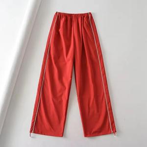 Pantalon cargo pour femme, couleur unie, taille élastique, coupe ample, longueur cheville, décontracté, avec bande latérale, en polyester écologique, pour l'hiver - Product Image 5
