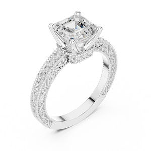 แหวนเพชรทรง Asscher แบบฝังเพชรเม็ดเล็ก ผลิตจากทองคำขาว 14K ได้รับการรับรองจาก GRA เหมาะสำหรับงานแต่งงานหรือวันครบรอบ - Product Image 5
