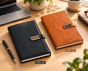 Carnet de notes et agenda personnalisé en cuir PU avec fermeture à sangle pour le bureau, les réunions d'affaires, l'écriture de notes et coffret cadeau - Product Image 2