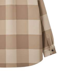 Chemise-veste en flanelle à carreaux personnalisée pour homme, beige kaki, manches longues, boutonnée, décontractée, chaude pour l'hiver, vente en gros - Product Image 5