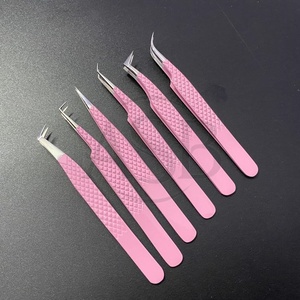 Pinza para Pestañas Color Rosa Bebé con Punta Plateada, Acero Inoxidable, Impresión de Logotipo Personalizado, Instrumento de Belleza Profesional - Product Image 6