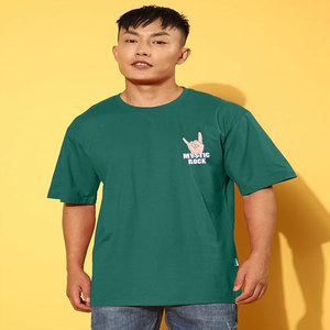 T-shirt vert à manches courtes pour homme Mystic Rock, coupe classique, col rond, jersey de coton, design imprimé décontracté, logo au dos, anti-rétrécissement, séchage rapide - Product Image 1