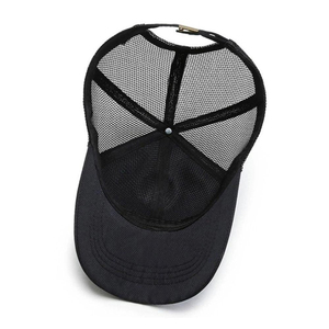 <b>Black</b> 5-Panel Mesh Trucker Cap Cotton Front Adjustable Snapback Baseball Hat Breathable Outdoor Sports Casual Headwear - Product Image 4