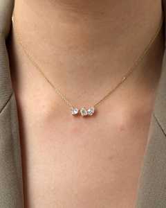 Colliers Pendentifs Trio en Or Massif 14 carats avec Diamants de Laboratoire Multi-formes Sertis en Grappe, Chaînes Superposées pour Usage Quotidien, Bijoux Fins - Product Image 6