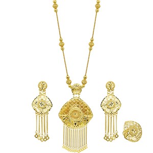 Wholesale Dubai Style Long Bridal Jewelry Set 14K 18K 24K Gold Filled Traditional Turkish Design Jewelry Set Fashion Jewelry Set - Product Image 1