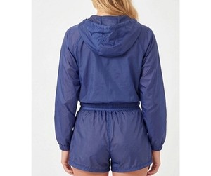 Women Windbreaker <b>Shorts</b> Sets Women Rain <b>Zip</b>-Up Hooded Wind Breaker <b>Short</b> Two Piece Set Blue Breathable Spring Winter Wear - Product Image 3