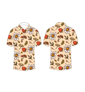 Polo pour homme beige à imprimé floral naturel, manches courtes, décontracté, pour l'été, pour le golf - Product Image 6