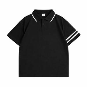 Camiseta Personalizada de Algodón Orgánico a Rayas, 220 GSM, Manga Corta, Tejido Transpirable, Cuello Solapa, Servicio OEM, Lista para Usar - Product Image 5