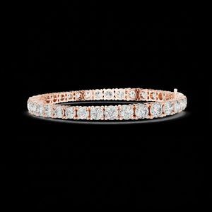 Women's Rose Gold Tennis <b>Bracelet</b> Round Brilliant Cut Diamond Prong Setting Classic Wedding Jewelry - Product Image 2