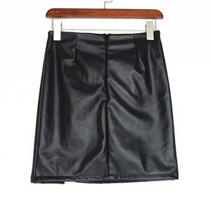 Falda de Cuero de Cintura Alta para Mujer, Largo hasta la Rodilla, con Diseño Asimétrico con Cordones, Estilo Sexy para Club, Color Sólido, Transpirable y de Secado Rápido - Product Image 4