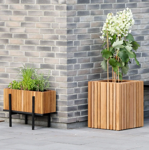 Wooden Planters Outdoor Rustic Garden Flower <b>Pots</b> Natural Wood Container for Green <b>Plants</b> and Flowers - Product Image 5