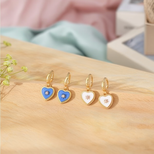 Boucles d'oreilles pendantes en forme de cœur Z Fashion, acier inoxydable, lot de 12 pièces, plaqué or, pendentifs colorés, bijoux pour femmes - Product Image 3