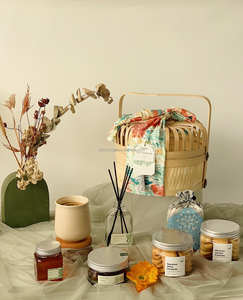 Panier à poignée circulaire simple, flexible, en bambou naturel, fait main, écologique, de qualité alimentaire, artisanat Sisu - Product Image 1