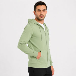 Premium Custom Men Zipper Hoodie Plus Size Regular Fit Drop Shoulder Oversized Thick Full <b>Zip</b> 100% Cotton 350g Anti-Shrink - Product Image 4