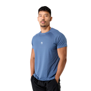 เสื้อยืดแขนสั้นสีน้ำเงินเข้มสำหรับผู้ชาย เนื้อผ้าคอตตอนพรีเมียม สวมใส่สบาย เหมาะสำหรับใส่ลำลอง ออกกำลังกาย มีสไตล์ ขายส่งจำนวนมาก เสื้อผ้ากีฬา ฟิตเนส - Product Image 2