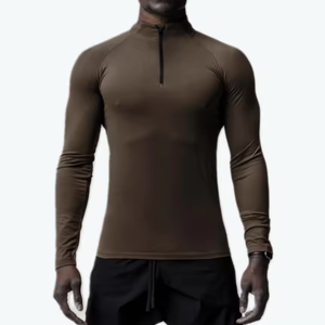 Sweat-shirt de compression à col montant pour homme, avec demi-fermeture éclair, manches longues, idéal pour l'entraînement hivernal, la gym et la course à pied - en polaire - Product Image 4