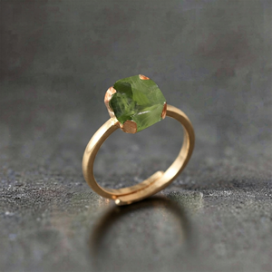 Bague ajustable personnalisée en grenat brut, bijou en pierre précieuse naturelle sertie à griffes, plaqué or et argent, certifiée par un tiers, pour femme - Product Image 6
