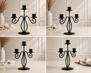 Elegant <b>Black</b> Metal 3-Arm Taper Candle Holder – Decorative Iron <b>Candelabra</b> for Dining Table, Living Room & Home Décor - Product Image 3