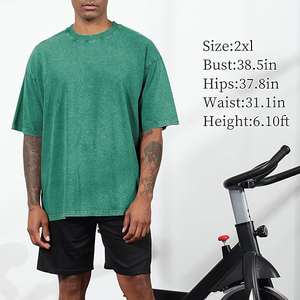 Loose Fit T <b>Shirt</b> With Stone Washed Finish Dropped Shoulders Short Sleeves Solid Color Acid Washed T <b>Shirts</b> - Product Image 4