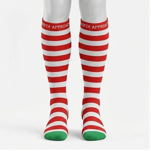 North Approach <b>Knee</b> <b>High</b> Striped <b>Socks</b> Red White Green Toe Breathable Casual Adult Winter <b>Socks</b> - Product Image 1